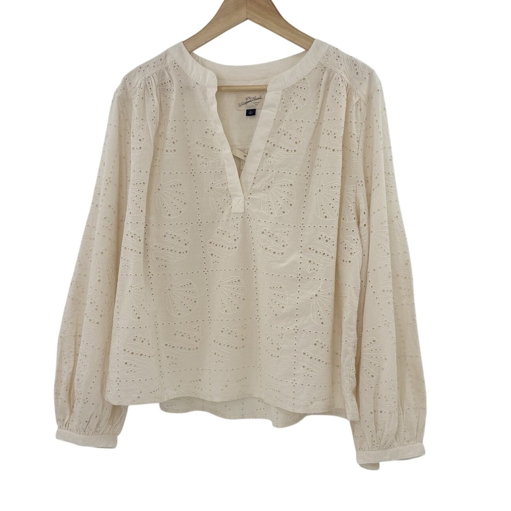 Universal Thread Cream Eyelet Peasant Blouse